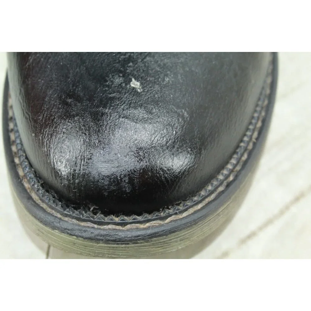 Relife Black Leather Side Zip Pull-on Casual Ankle Booties Size 7 - Picture 7 of 10